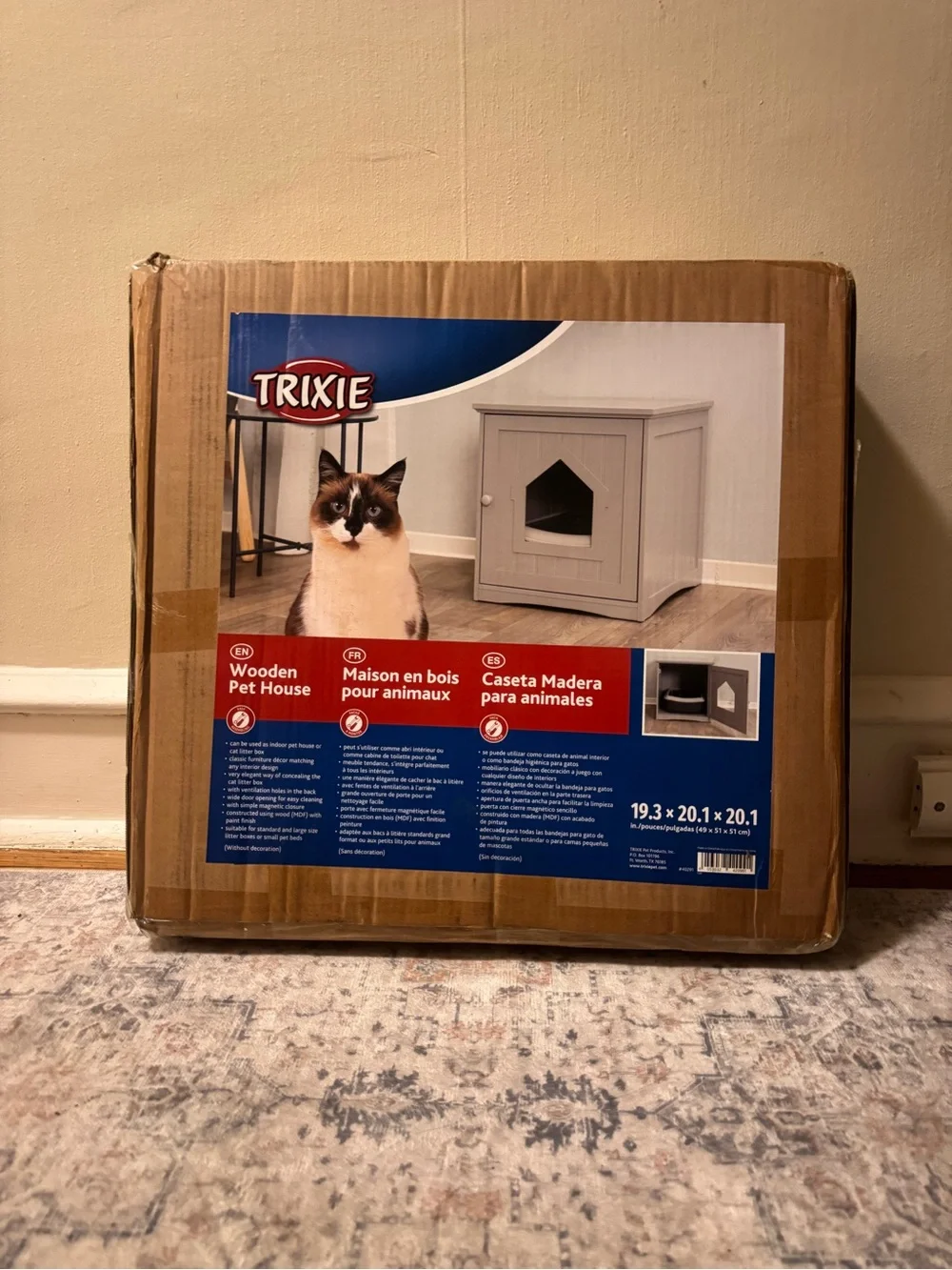 Gray Wooden Cat House - Cozy Indoor Pet Shelter